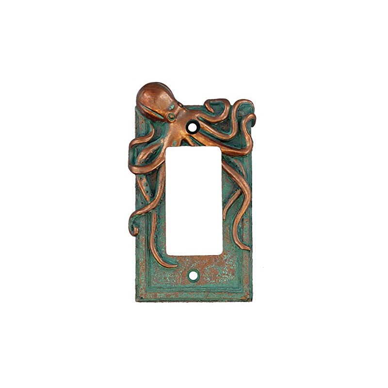 Top Brass Large Octopus/Kraken Electrical Cover Wall Plate Bronze/Verdigris Finish