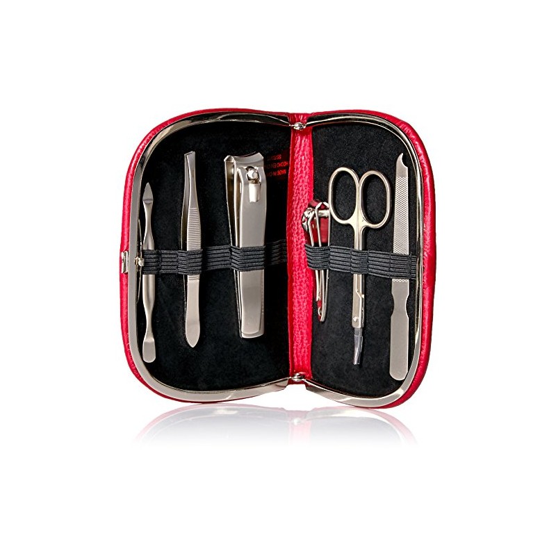 Buxton Framed Manicure Set, Dark Red