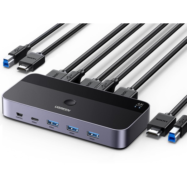 UGREEN KVM Switcher, 2 in 1 Output KVM Switch, 4K@60Hz