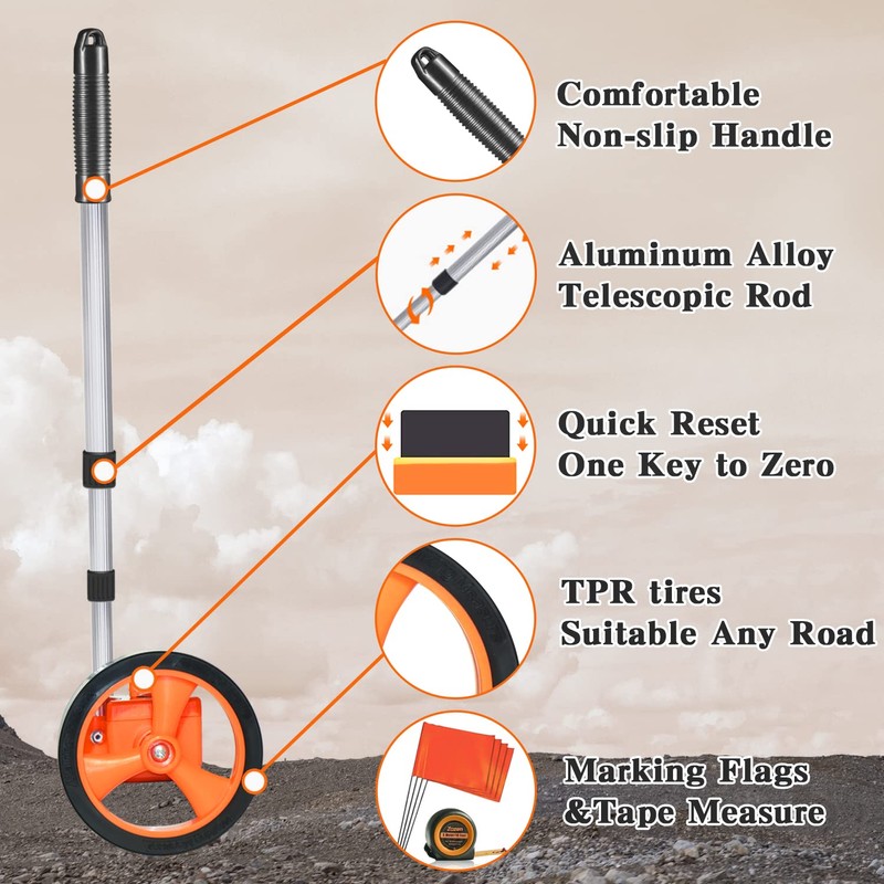 Zozen Measuring Wheel with 20pc Marking Flags, Scalable to Length