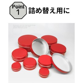 Chocople Aluminum Can Case, Cream Case, Jar, Cosmetics, Aluminum Containers, Divided, Red, Set of 24 (30 ml)