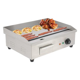 Roasting Pan Commercial Electric Countertop Griddle Flat Top Grill Hot Plate BBQ For Restaurant Thermostat Adjustable Thermostatic Control For Fried Steak Hand Pies Fried Noodles (3000W 22In)