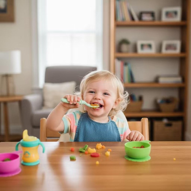 PandaEar 7 Pack Baby Spoons, Soft Silicone Self-Feeding Utensils for