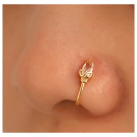 Erimberate Punk Crystal Skull Nose Ring Gold Skull Non Piercing Nose Ring Cz Skull Nose Ring Hoop Skull Head Clip On Nose Ring Jewelry for Women and Girls Gifts