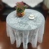 Round Tablecloth, Christmas Lace Angel Snowflake White Table Cover -