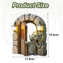 TQPXZO Garden Dragon Figures Decoration, Resin Dragon Sculpture Garden, Open Door Dragon Figures Decoration, Garden Figures for Outdoors, Dragon Decorative Figures for Gift Mum