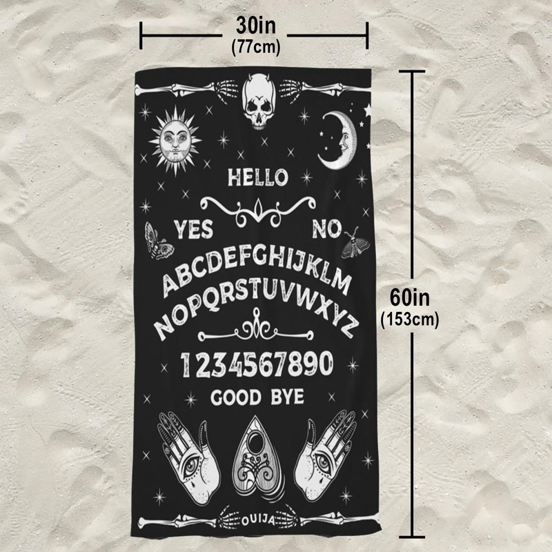 Joktacular Gothic Ouija Board Beach Towel, Halloween Skull Sun Moon
