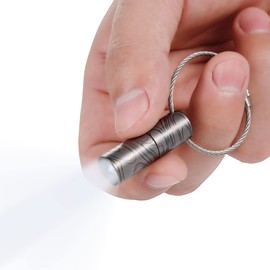 KeyUnity KF00 Titanium Mini Torch Keyring 15 Lumen Waterproof LED Torch Single Mode Compact Lightweight for Camping Hiking Everyday (Cloud Pattern)