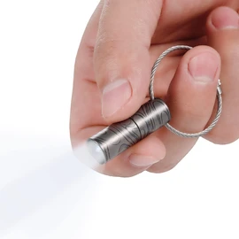 KeyUnity KF00 Titanium Mini Torch Keyring 15 Lumen Waterproof LED Torch Single Mode Compact Lightweight for Camping Hiking Everyday (Cloud Pattern)
