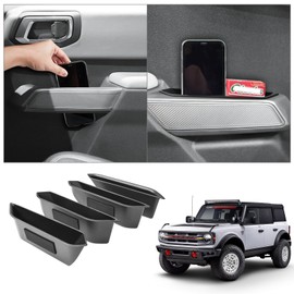 X-TKER Door Storage Organizer Compatible with Ford Bronco 2021 2022 2023 2024 Interior Accessories, Handle Insert Tray Door Side Storage Container for 2021-2024 Bronco, 4PCS for Front & Rear Doors