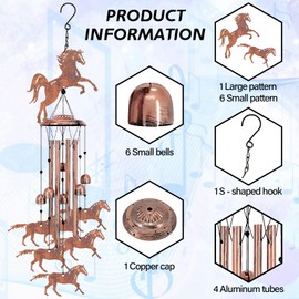 CREATCABIN Wind Chimes Outdoor Horse Trailer Wind Bell Memorial Wind Chimes Sympathy Gifts for Loss of a Loved One Home Garden Patio Porch Yard Beach Hanging Decoration 88 cm