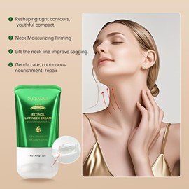 PUQIANNA Retinol Neck Cream with Roller - AH8 Lift Firming Cream for Crepey Skin, Hyaluronic Acid Moisturizer for Face, Neck & Body, Tightening & Lifting Treatment for Wrinkles & Lines 4.23oz