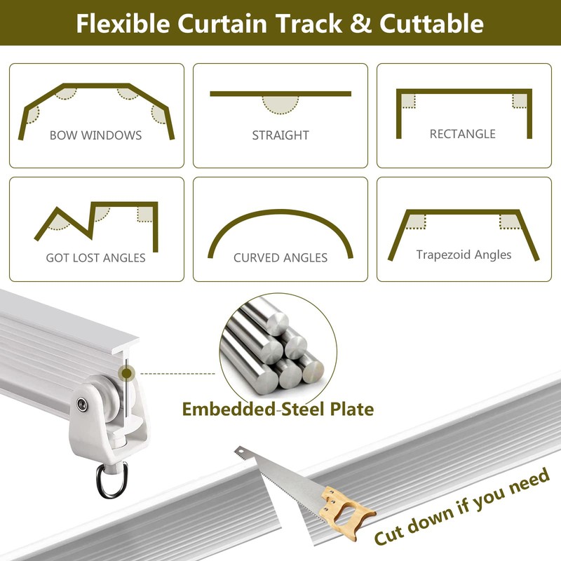 TOKPLNU Flexible Bendable Curtain Track Ceiling Wall Mount 14Ft Curved