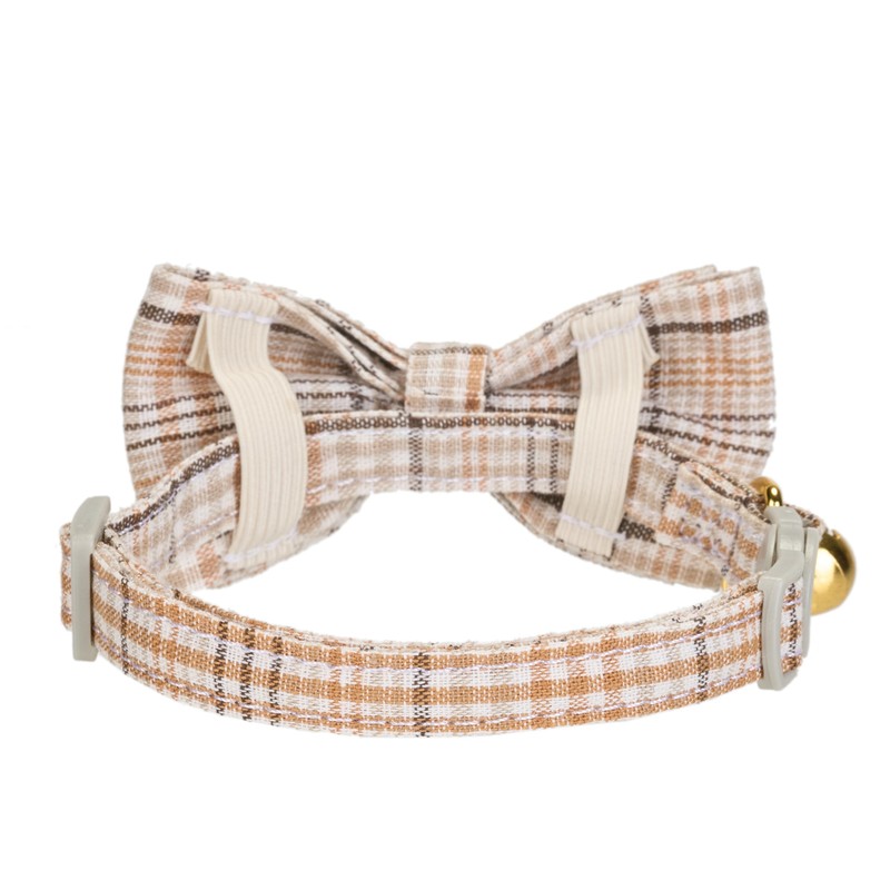 YUDOTE Plaid Cat Collars with Bow,Quick Release Safty Buckle and