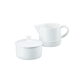 Le Creuset Stoneware Signature Cream & Sugar Set, White, Cream: 300 ml., Sugar: 8oz,