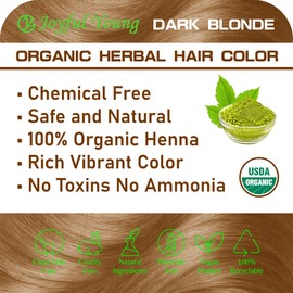 100% Organic Henna Hair Color – Natural, Chemical-Free Hair Dye for Rich, Vibrant Color & Gloss – Grey Coverage, Safe for All Hair Types, Vegan Non-Toxic, Herbal Hair Treatment (DARK BLONDE)