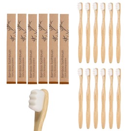 QatmMkt Extra Soft Bamboo Toothbrush for Adult, 20,000 Micro Nano Bristles Toothbrush to Protect Fragile Gums & Recession, Bulk Soft Bristle Toothbrushes for Sensitive Gums - 12 Pack