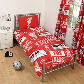 Liverpool FC Patch Single Duvet Cover and Pillowcase Set Red Football Gift