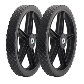 GICOOL 14 x 1.75'' Spoked Plastic Wheel and Tire, 2.45" Hub Length, 1/2" Inside Bearing, Universal Replacement Wheel for Lawn Mowers and DIY Trolley Wagon Cart, 2 Pack