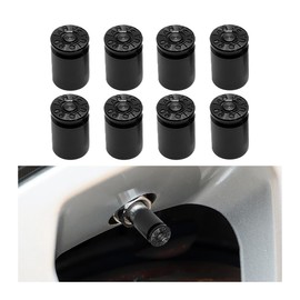 Zpana Car Tire Valve Stem Caps, 8PCS Dustproof Bullet Shaped Vehicle Air Stem Covers, Aluminum Alloy Airtight Automotive Replacement Accessories, Universal for SUV, Sedan, Truck(Black)