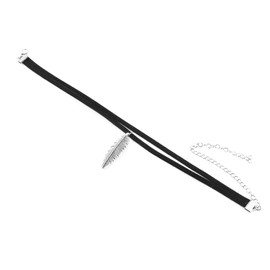 TseenYi Black Suede Choker Necklace Short Layering Leather Chain Necklaces Leaf Charm Collarbone Necklace Jewelry for Women and Girls