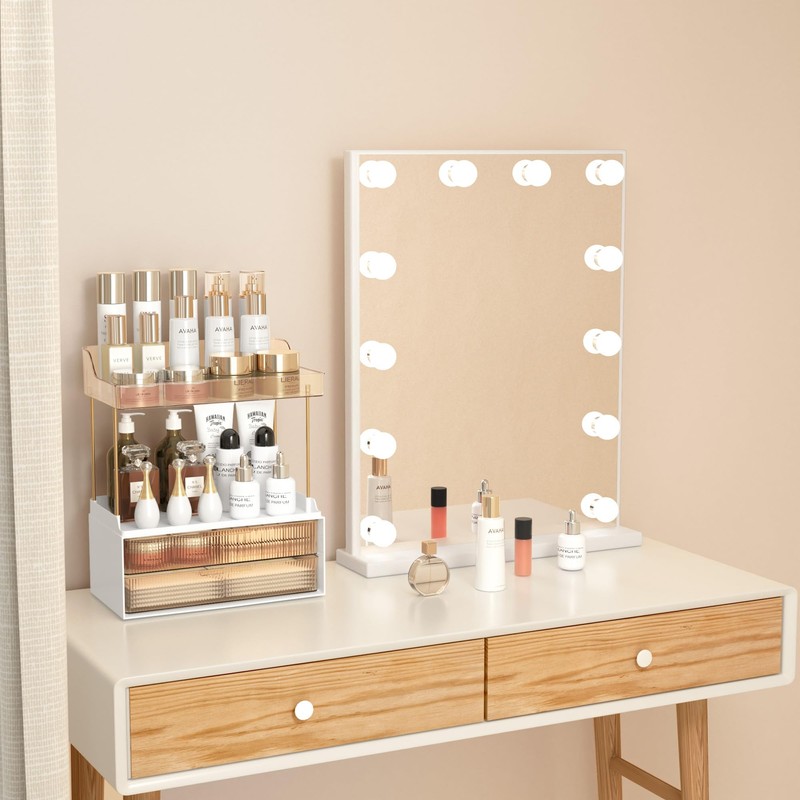 DOADW Bathroom Counter Organizer with 2-Drawer, 3 Tier Makeup Organizer