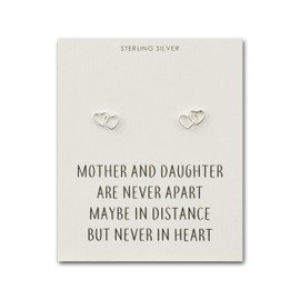 Philip Jones Sterling Silver Mother and Daughter Quote Heart Link Earrings