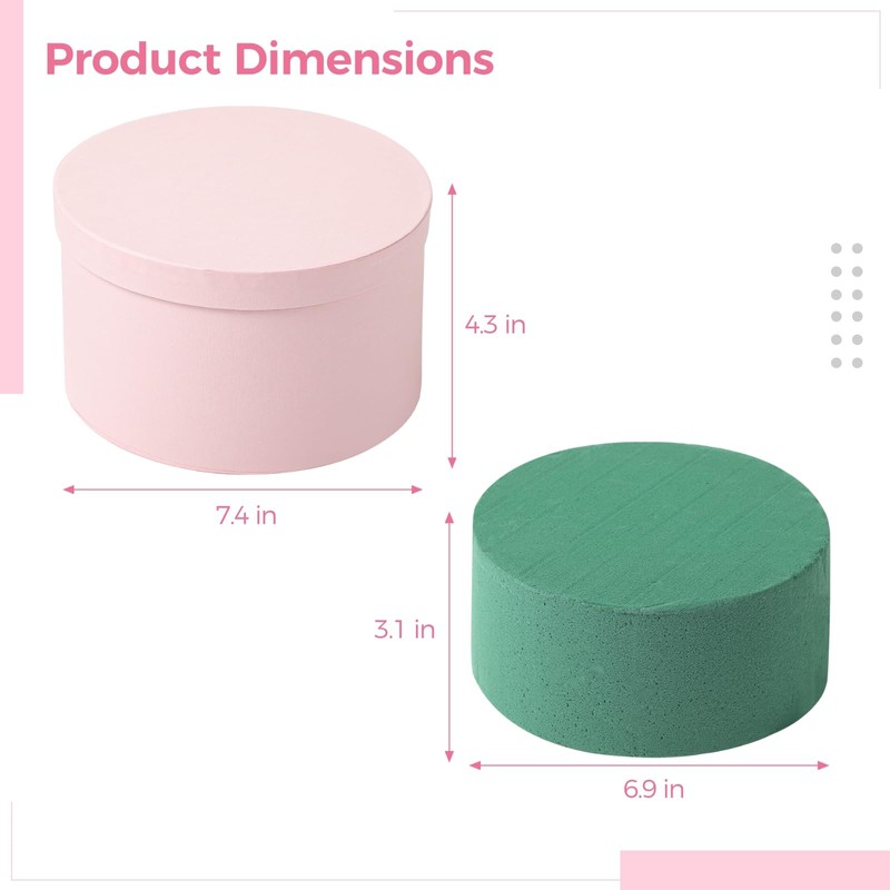Round Floral Foam Present Box, Pink Floral Present Box with