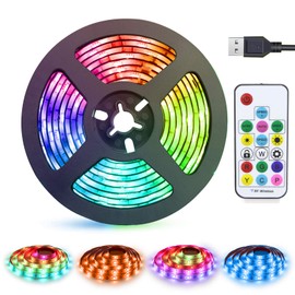 LED Strip Lights USB Powered abtong Rainbow Color LED Lights Strip LED TV Backlight Strip with RF Remote Color Changing Strip Lights Waterproof IP65 LED Rope Lights LED Lights 2M 6.54FT