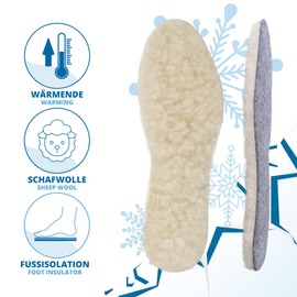 SULPO 2 Pairs of Winter Insoles - 13.7 mm Wool & Synthetic Felt Soles - Cuddly, Warm & Comfortable Thanks to Natural Sheep's Wool - Breathable Insoles for Winter Shoes - Sizes: 36-47, 2 pairs