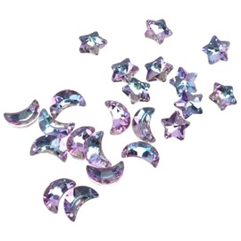 Operitacx 2sets Star and Moon Pendant Moon Star Shaped Creative DIY Pendant Gem Beads Pendant Clasp for Necklace Girl Jewelry DIY Pendant Bead for DIY Bracelets Necklace Beads Glass 40pcs*2