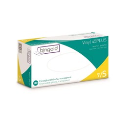 Powder-Free, transparent Vinyl 45PLUS Disposable Gloves - 100 or 1000 pieces, s, transparent