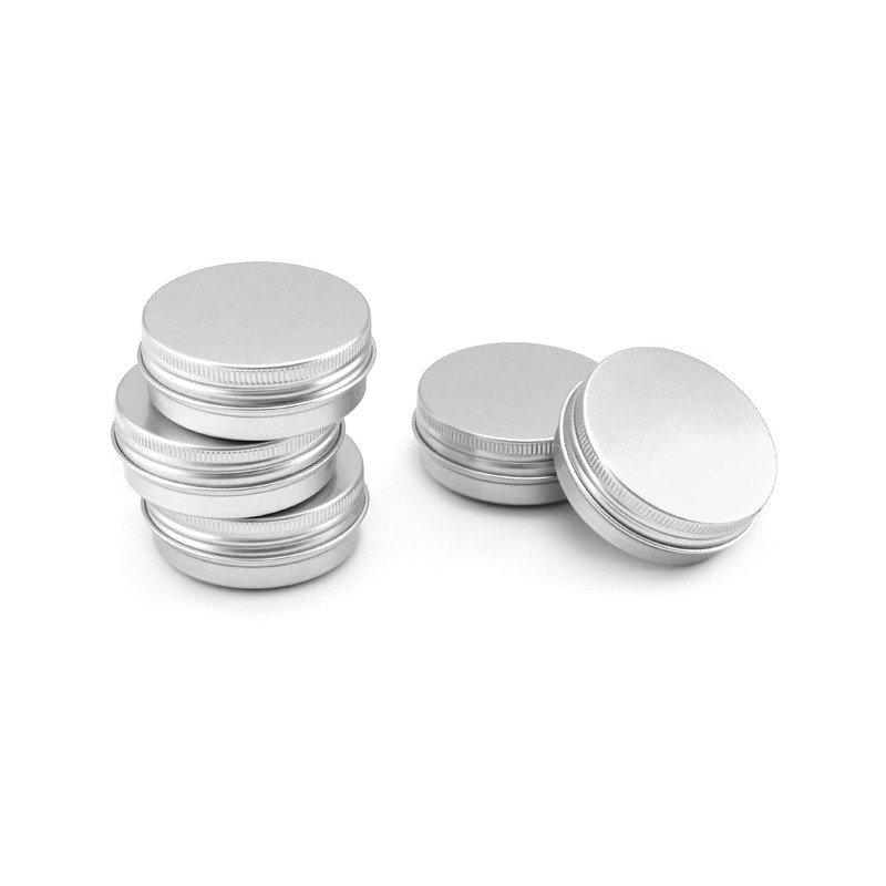QWORK Pack of 30 Aluminium Cream Containers with Lids, Round