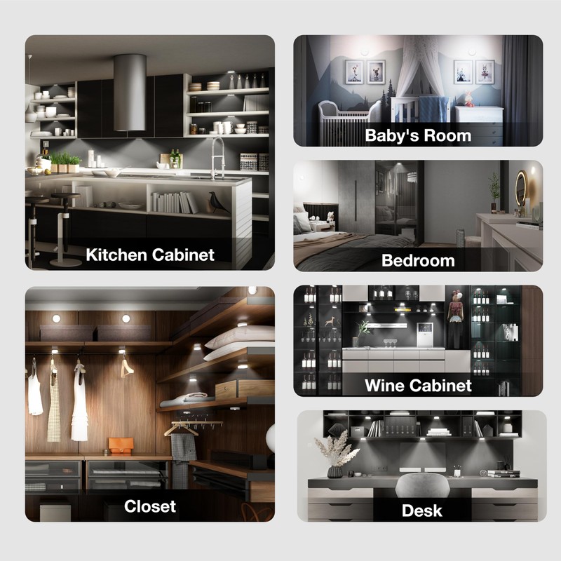 Puck Lights with Remote Control,1000mAh Rechargeable Under Cabinet Lighting,LED Closet