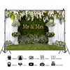 CRTPOD Wedding Backdrop Mr and Mrs White Curtain Floral Grass