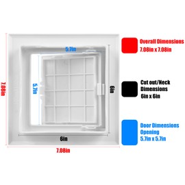 Teqooza 6x6 inch Plastic Access Panel for Drywall Ceiling Reinforced Plumbing Wall Access Doors Removable Hinged 15x15cm, White
