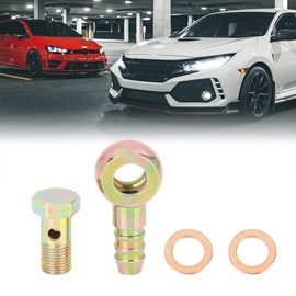 X AUTOHAUX 10mm Banjo Hose Barb Bolt Fittings Banjo Bolt Washer Kit Bronze Tone for Motorcycle Car