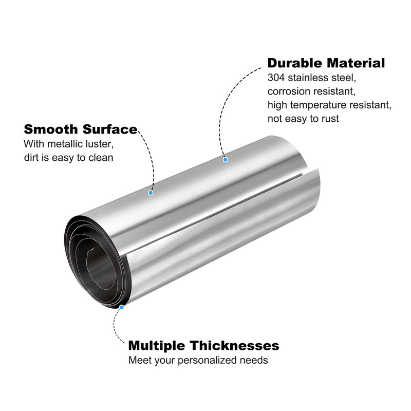 sourcing map 304 Stainless Steel Foil Roll 0.2mm x 150mm
