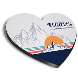 1x Heart MDF Magnet 6cm - Retro Lake Tahoe Skiing Mountains Ski - Fridge Locker Office Whiteboard Toolbox #59045