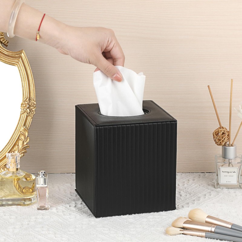 Sumnacon PU Leather Tissue Box Cover Modern Square Tissue Box