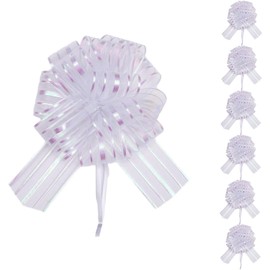 6 PCS Large Pull Bows,Bow for Gift Wrapping,Gifts Decorations,6″ Party Wedding Ribbon Bows for Wrapping Boxes or Flower Decorations,Presents or Christmas Tree（White）