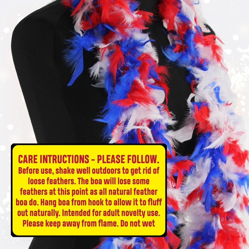 Red, White & Blue Feather Boa 80g Deluxe Turkey Feather