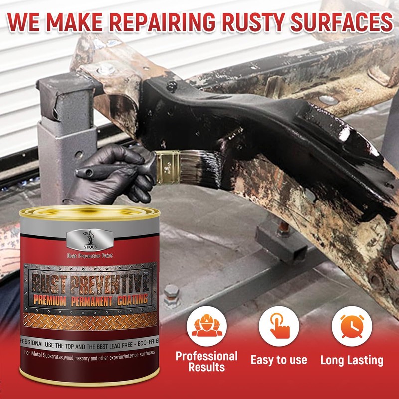 YUQUS Metal Anti-Rust Paint Black, High Gloss 32 Fl oz,