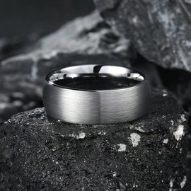 King Will Basic 2mm 4mm 6mm 8mm Tungsten Carbide Ring for Men Women Engagement Wedding Band Black/Silver/Gunmetal Domed Matte Brushed Finish Comfort Fit Size 4-15 - 8mm Silver Size 10