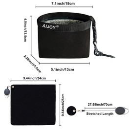 AIJOY Golf Club & Ball Cleaning Bag | Detachable Hook & Textured Groove-Cleaning Lining | Machine-Washable Golf Organizer with Golf Towel for Golf Courses, Driving Ranges & Indoor Outdoor Practice