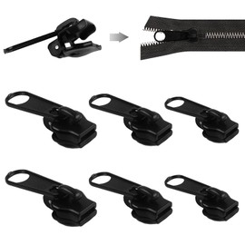 6pcs Zipper Repair Kit 3 Sizes Removable Zip Slider Puller Replacement Set Instant Zipper Rescue Fix for Zipper Luggage, Suitcase, Backpacks, Jackets, Jeans, Extension & Fixing, Black, No Tools Needed