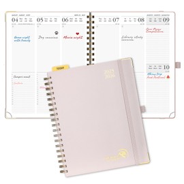 POPRUN 2025-2026 Academic Diary Week to View Large (26.5x20.5 cm) Spiral 17 Months (Aug'25 - Dec'26) Vertical Academic Planner 25/26 Weekly Mid Year Diary (Light Pink)