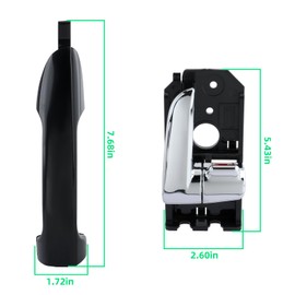 Exterior & Interior Door Handles Set of 8 Fit for Kia Spectra Spectra5 2004-2009, Front & Rear & Left & Right Driver Passenger Side Handle, OE Part # 82610-2F000 82620-2F000 82650-2F000 82670-2F000