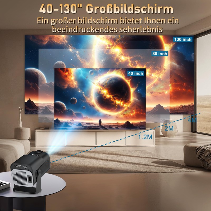 Projector 4K Projector Full HD 1080P Android Portable Projector, Mini
