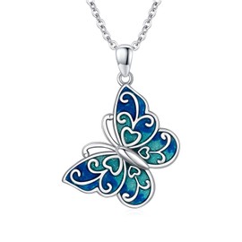 CUOKA MIRACLE Butterfly Necklace 925 Sterling Silver Dainty Cute Butterfly Charm Jewelry Delicate Pendant Butterfly Necklace Birthday Christmas Gift for Wife Mom Teen